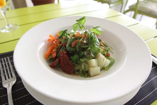 Restaurant menu. Dishes which give at restaurants. Salads, second courses, pizza and other.