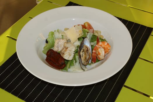 Restaurant menu. Dishes which give at restaurants. Salads, second courses, pizza and other.