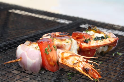 The food cooked at restaurant. Various dishes for every taste and choice.