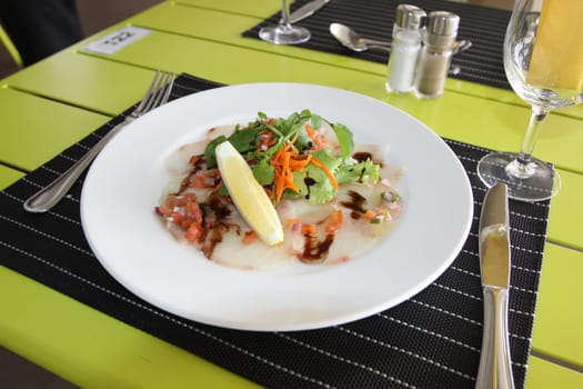 Restaurant menu. Dishes which give at restaurants. Salads, second courses, pizza and other.