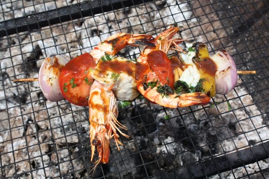 The food cooked at restaurant. Various dishes for every taste and choice.
