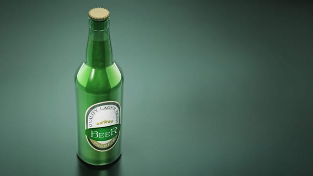 Generic beer bottle isolated on black background. 3D illustration.