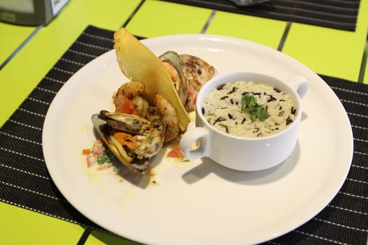 Restaurant menu. Dishes which give at restaurants. Salads, second courses, pizza and other.