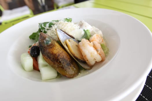Restaurant menu. Dishes which give at restaurants. Salads, second courses, pizza and other.
