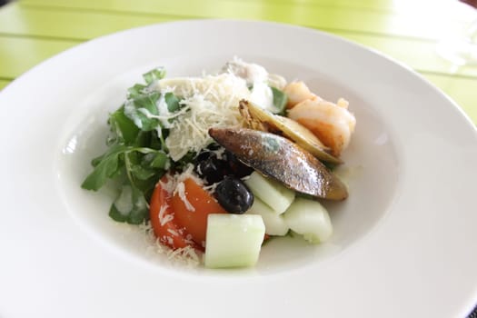 Restaurant menu. Dishes which give at restaurants. Salads, second courses, pizza and other.