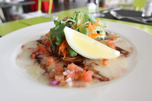 Restaurant menu. Dishes which give at restaurants. Salads, second courses, pizza and other.
