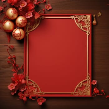 Passionate Chinese new year red background. Decoration culture. Generate Ai