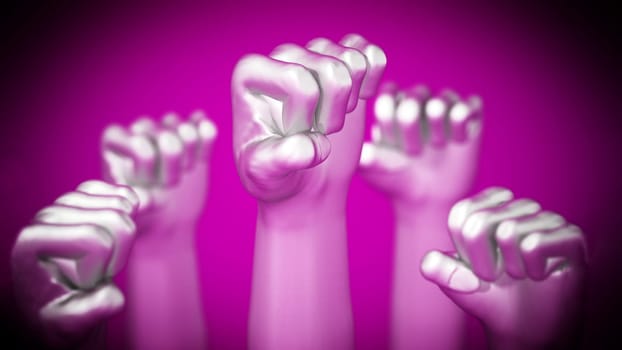 White fists on red background. 3D illustration.