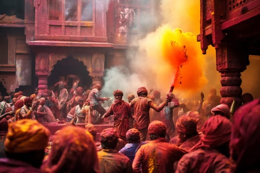 Persons with a enjoying Holi festivities.