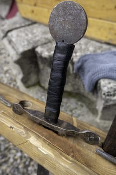 Detail of ancient and old sword for medieval battles