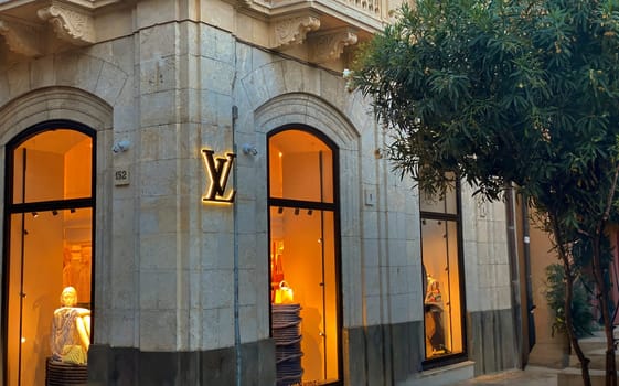 Taormina, IT, Aug 4 2023  The iconic Louis Vuitton store located at Corso Umberto I, reflecting the luxury brand's presence in the historic Sicilian tourist destination of Taormina