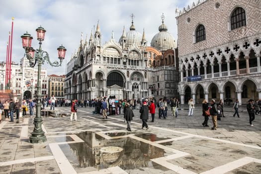 Venice, Italy - May 29, 2016: Venice in Italy, the architecture of the city, Venice is a popular tourist destination of Europe.