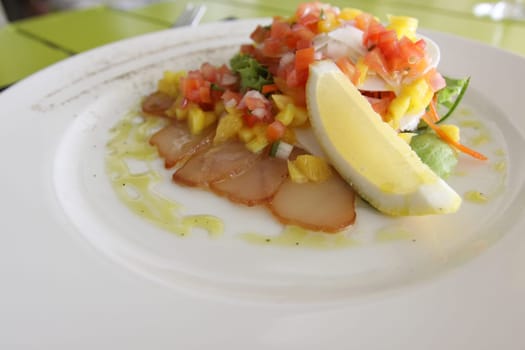 Restaurant menu. Dishes which give at restaurants. Salads, second courses, pizza and other.