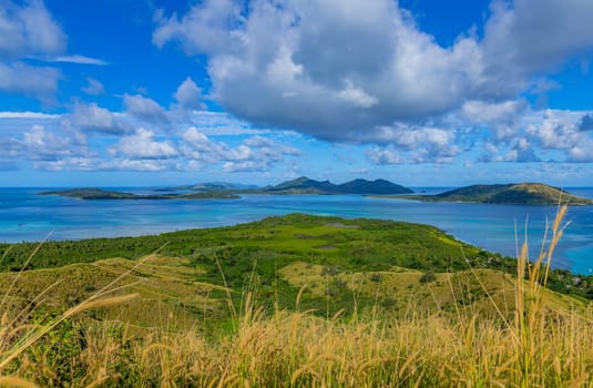 Top view of Nacula island, Yasawa island group, Fiji, South Pacific islands