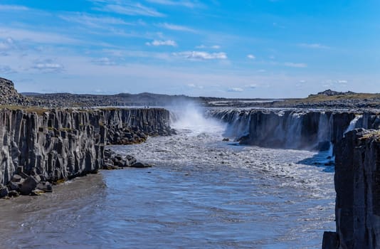 Beautiful view of Selfoss, a waterfall in Vatnajokull National Park in Northeast Iceland