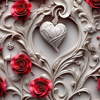 Heart and roses. Romantic AI generated image. Valentine's Day, wedding, engagement. Love in picture