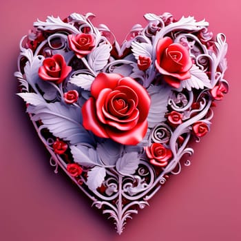 Heart and roses. Romantic AI generated image. Valentine's Day, wedding, engagement. Love in picture