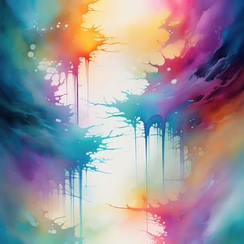 Washed-out watercolors as a background. Bright colors that run. Colorful splashes of color. AI generated image