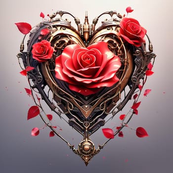 Heart and roses. Romantic AI generated image. Valentine's Day, wedding, engagement. Love in picture