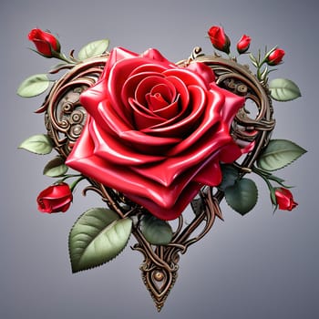 Heart and roses. Romantic AI generated image. Valentine's Day, wedding, engagement. Love in picture