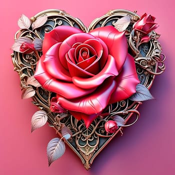 Heart and roses. Romantic AI generated image. Valentine's Day, wedding, engagement. Love in picture