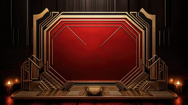 red art deco style blank space frame for sale or promotion, ai