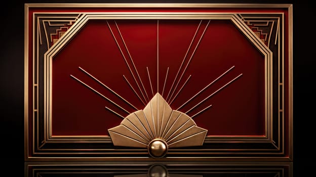 red art deco style blank space frame for sale or promotion, ai