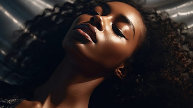 black african female model, beauty close-up portrait, ai