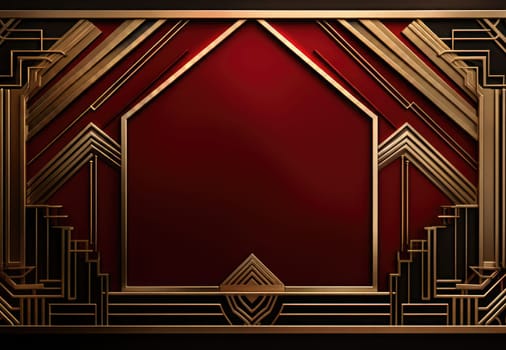 red art deco style blank space frame for sale or promotion, ai