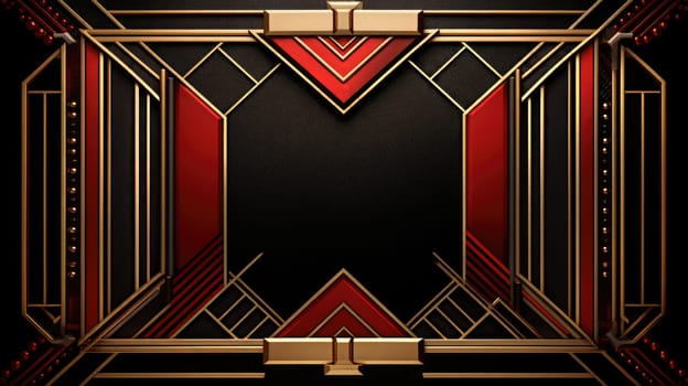 red art deco style blank space frame for sale or promotion, ai