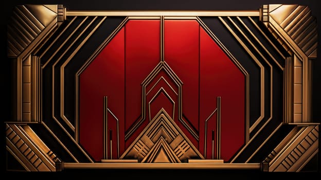 red art deco style blank space frame for sale or promotion, ai