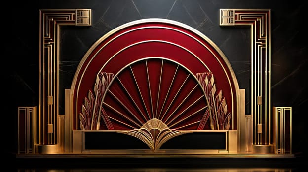 red art deco style blank space frame for sale or promotion, ai
