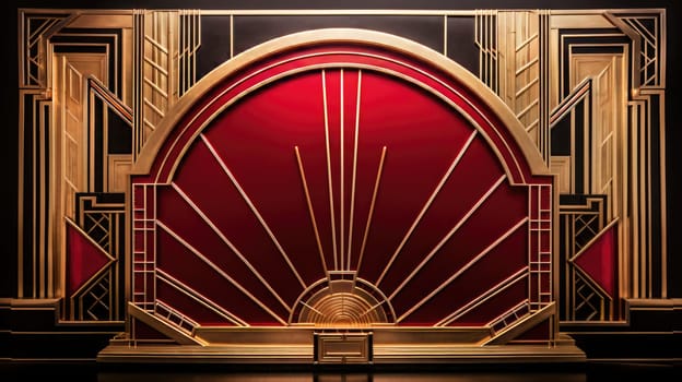 red art deco style blank space frame for sale or promotion, ai