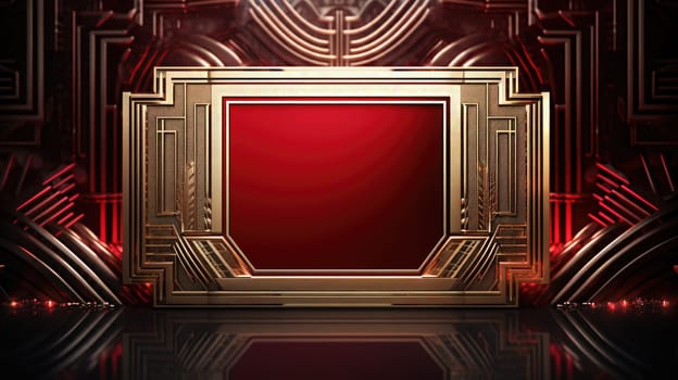 red art deco style blank space frame for sale or promotion, ai