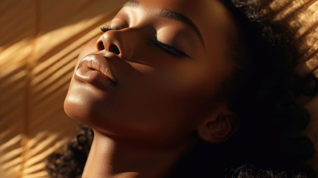 black african female model, beauty close-up portrait, ai