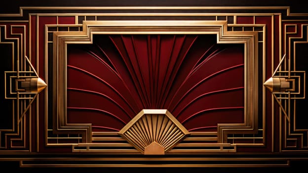 red art deco style blank space frame for sale or promotion, ai