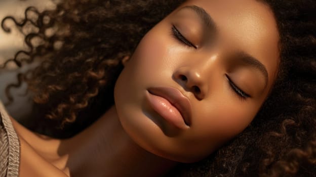 black african female model, beauty close-up portrait, ai