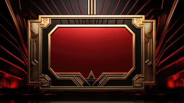 red art deco style blank space frame for sale or promotion, ai