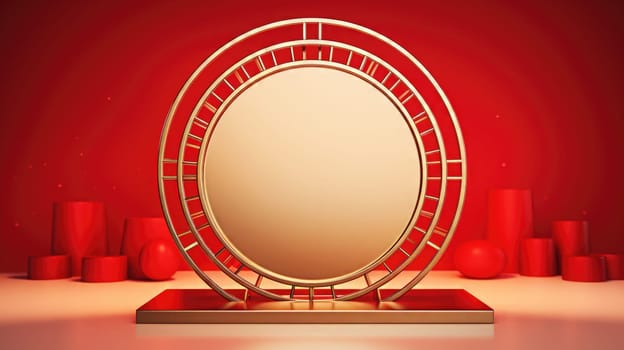 red art deco style blank space frame for sale or promotion, ai