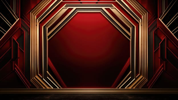 red art deco style blank space frame for sale or promotion, ai