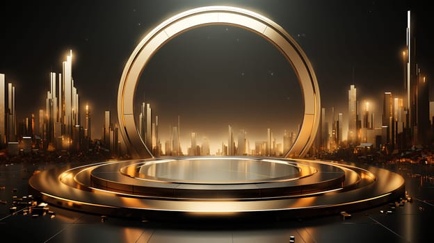 Illustration of a circular gold stage. Suitable for use in making logo or icon, designing website or printed materials, promotional products, social media. You can find many other ways by creativity.