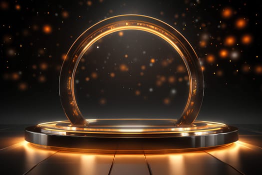 Illustration of a circular gold stage. Suitable for use in making logo or icon, designing website or printed materials, promotional products, social media. You can find many other ways by creativity.