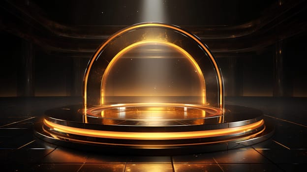 Illustration of a circular gold stage. Suitable for use in making logo or icon, designing website or printed materials, promotional products, social media. You can find many other ways by creativity.