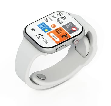 Smartwatch isolated on white background. 3D illustration.