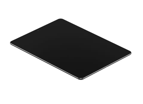 Black isolated on a white background tablet computer with a blank screen