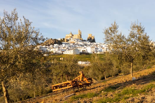 Panoramic of Olvera town, considered the gate of white towns route in the province of Cadiz, Spain.
