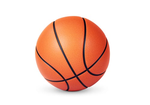 Orange basketball ball on white background