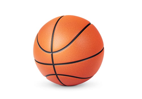 Orange basketball ball on white background