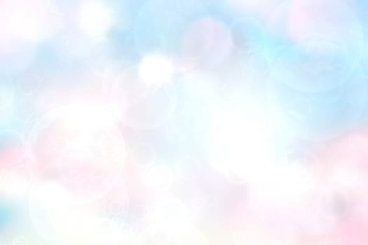 Abstract fresh vivid spring summer light delicate pastel pink blue white bokeh background texture with bright soft color circles. Card concept. Beautiful backdrop illustration.