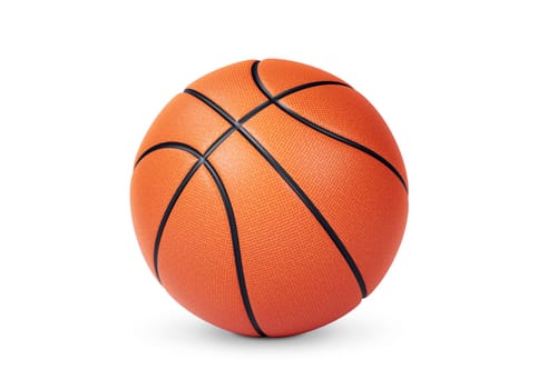 Orange basketball ball on white background
